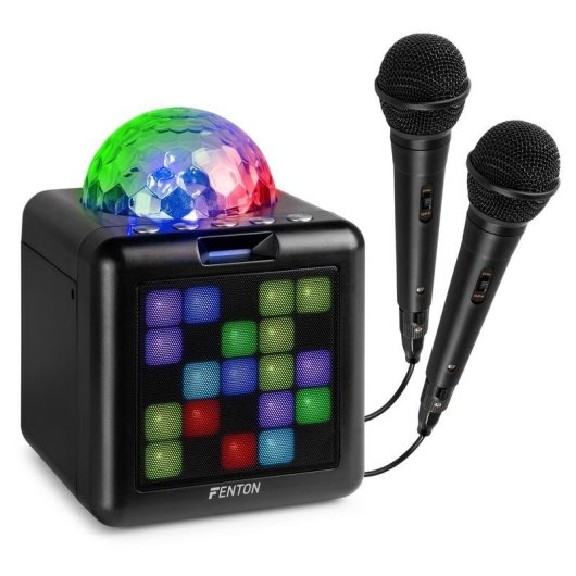 Altavoces Fenton Karaoke Portátil Bluetooth 15W con luces LED y 2 micrófonos