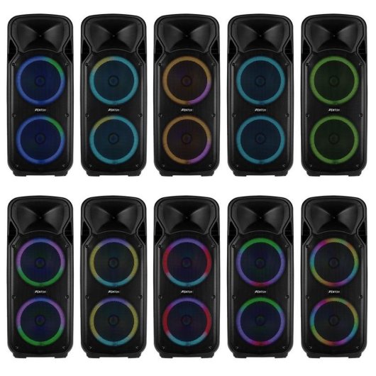 Altavoces Fenton Karaoke Bluetooth 1400W portátiles con LED y dos micrófonos