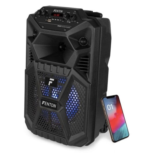 Altavoces Fenton Karaoke Portátil Bluetooth 50W com luzes LED e controlo remoto