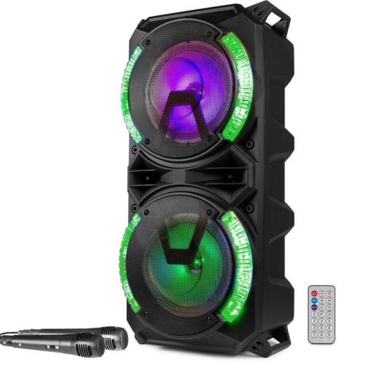Altavoces Fenton Karaoke Bluetooth 900W con control remoto y LEDs RGB