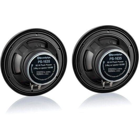 Altifalante ROADSTAR 16351 3 vias 80W 16cm Preto Coaxial Automóvel