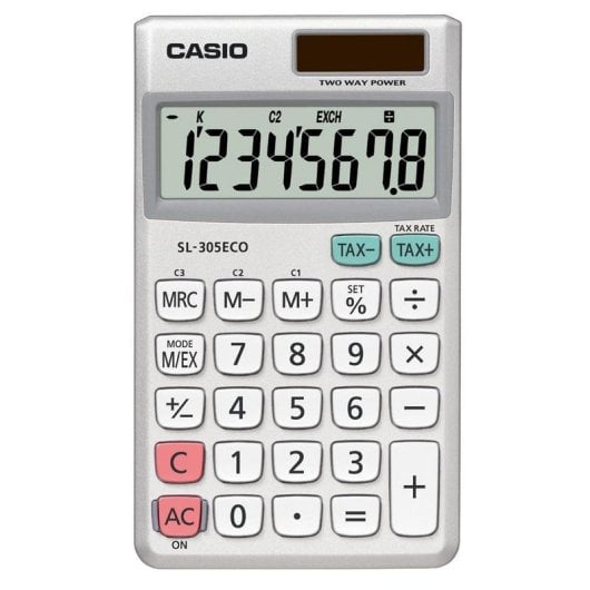 Taschenrechner Casio SL-305ECO 8-stellig Silber Weiß Dual Power