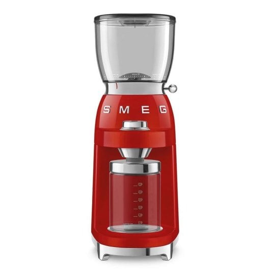 Kaffeemühle SMEG CGF11RDEU Edelstahl 350g 150W 30 Mahlgradstufen Rot