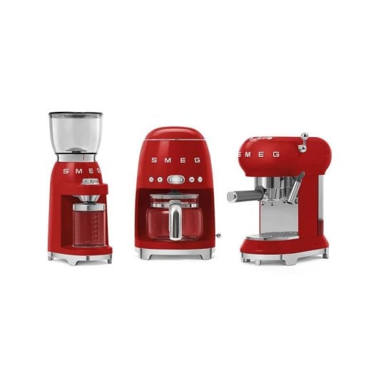 Kaffeemühle SMEG CGF11RDEU Edelstahl 350g 150W 30 Mahlgradstufen Rot