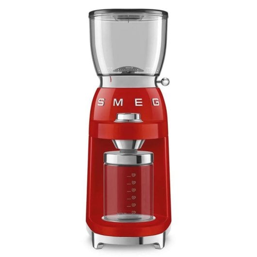 Kaffeemühle SMEG CGF11RDEU Edelstahl 350g 150W 30 Mahlgradstufen Rot