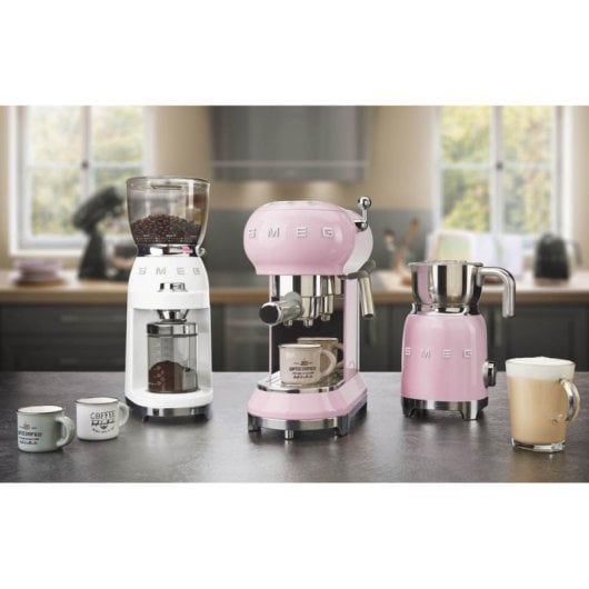 Moulin à café SMEG CGF11WHEU Blanc Inox 350g 30 réglages 150W