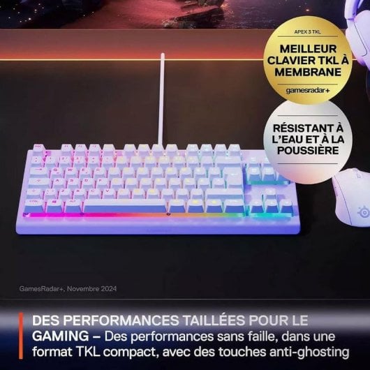 Teclado SteelSeries Apex 3 TKL de membrana compacto AZERTY FR RGB