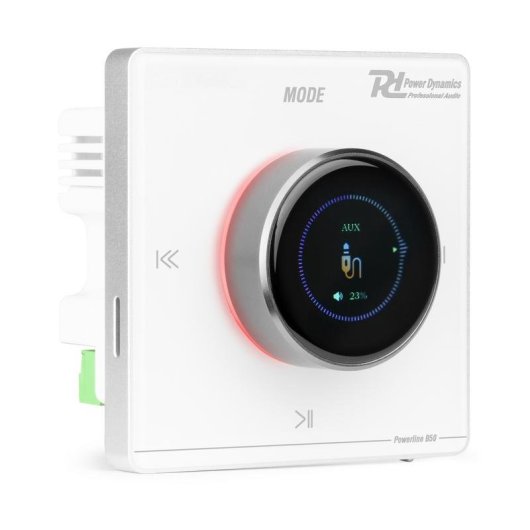 Amplificador Estéreo Power Dynamics Powerline B50W 25W RMS BT Empotrable Pantalla LCD Mando