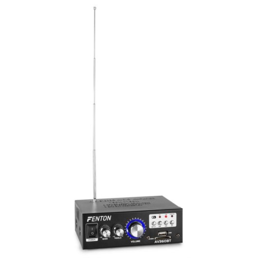 Amplificador Estéreo Fenton AV360BT 40 W RMS RCA USB SD Control de Tono Mando