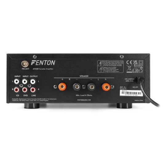 Amplificador Estéreo FENTON AV430B 300W RMS Bluetooth USB SD 2.0 Canais Preto