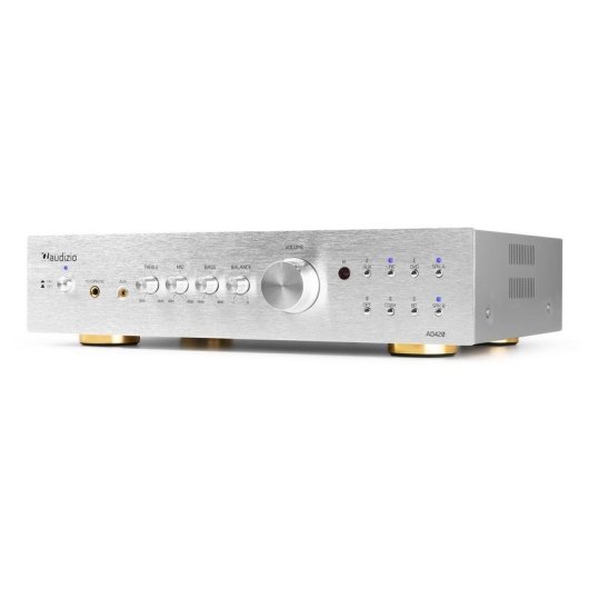 Amplificador Audizio AD420 4x100W RMS Bluetooth 5.0 Control Graves y Agudos Plata