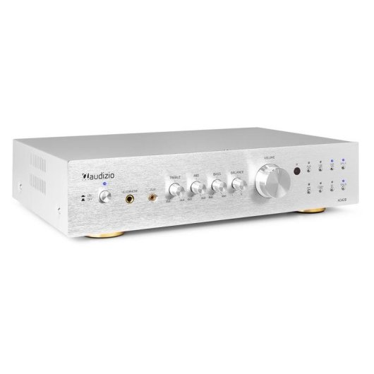 Amplificador Audizio AD420 4x100W RMS Bluetooth 5.0 Control Graves y Agudos Plata