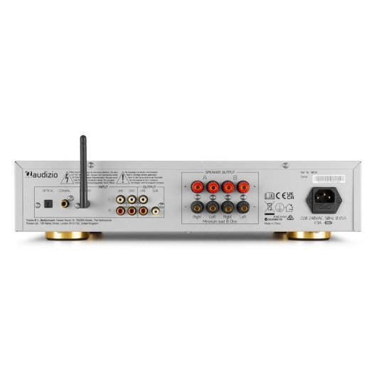 Amplificador Audizio AD420 4x100W RMS Bluetooth 5.0 Control Graves y Agudos Plata