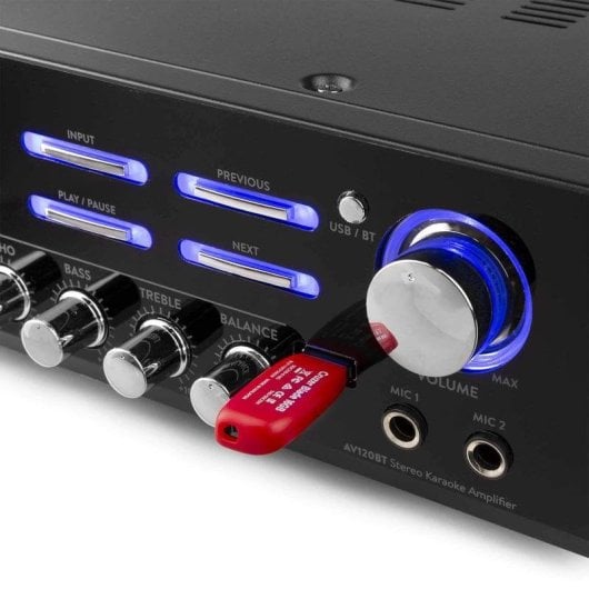 Amplificador Estéreo Fenton AV-120BT 60 W RMS Bluetooth USB Control Graves/Eco