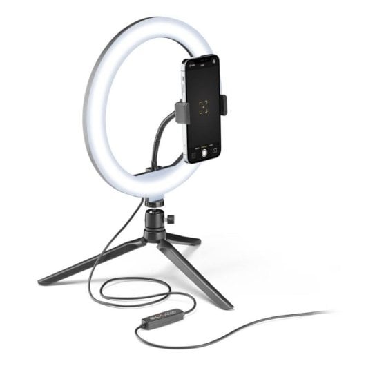 Selfie Ring Cellularline SelfieRingColor Iluminação RGB Tripé Universal 10” Preto