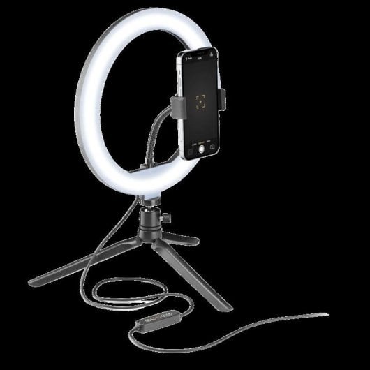 Selfie Ring Cellularline SelfieRingColor Iluminação RGB Tripé Universal 10” Preto