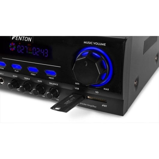 Amplificador Estéreo Fenton AV440 2x200W RMS Conexión 6,35mm USB Karaoke Display Dinámico
