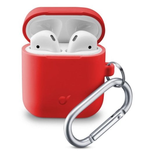 Coque Cellularline Bounce AirPods 1&2 Rouge Silicone Résistant aux Rayures