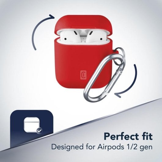 Coque Cellularline Bounce AirPods 1&2 Rouge Silicone Résistant aux Rayures