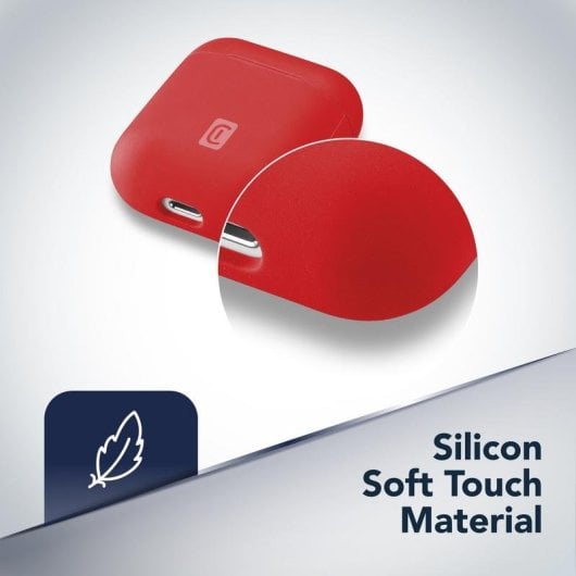 Coque Cellularline Bounce AirPods 1&2 Rouge Silicone Résistant aux Rayures