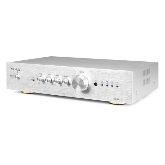 Amplificador Estéreo Audizio AD200 200W RMS Bluetooth 5.0 Control Graves y Agudos Plata