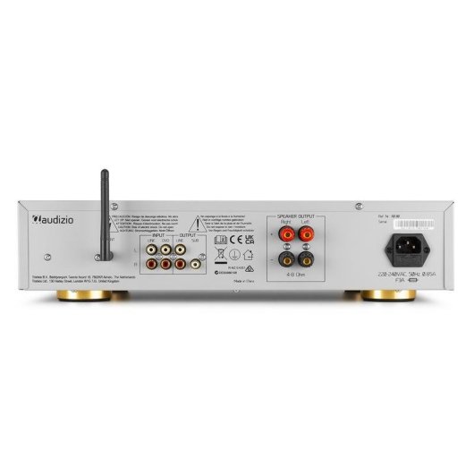 Amplificador Estéreo Audizio AD200 200W RMS Bluetooth 5.0 Control Graves y Agudos Plata