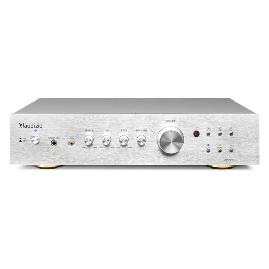 Amplificador Estéreo Audizio AD220 200W RMS Bluetooth 5.0 Control Graves y Agudos Plata