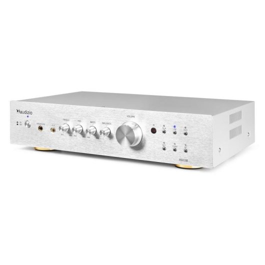 Amplificador Estéreo Audizio AD220 200W RMS Bluetooth 5.0 Control Graves y Agudos Plata