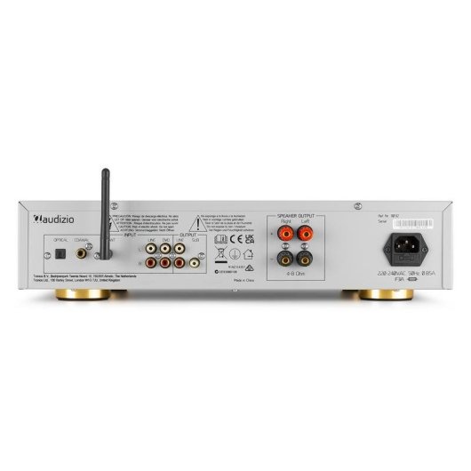 Amplificador Estéreo Audizio AD220 200W RMS Bluetooth 5.0 Control Graves y Agudos Plata