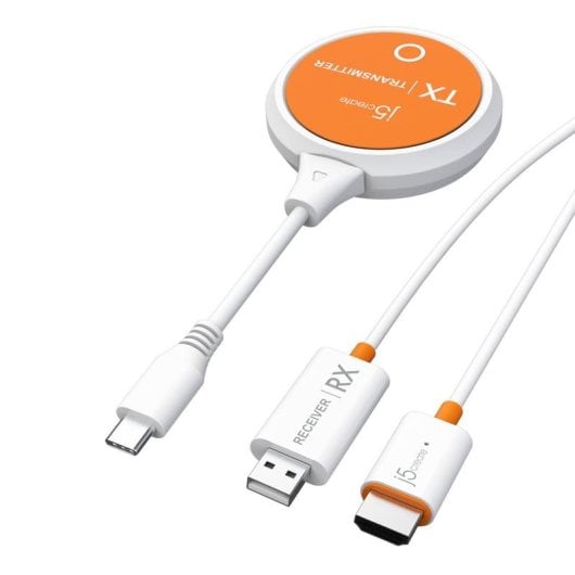 Adaptateur d'affichage sans fil J5CREATE JVAW62-N USB-C HDMI 90W Orange Blanc