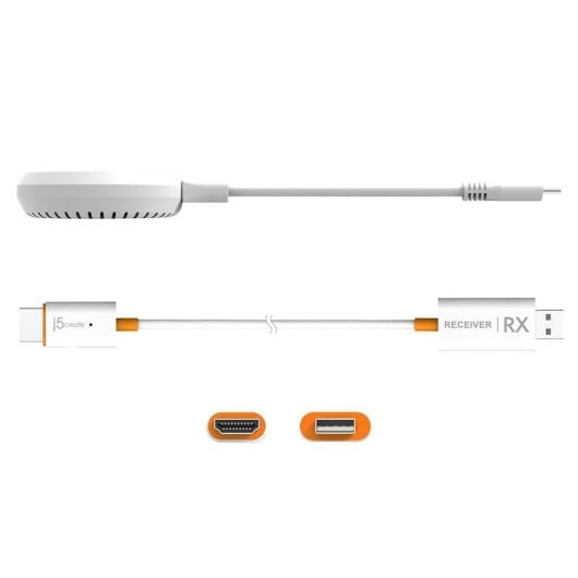 Adaptateur d'affichage sans fil J5CREATE JVAW62-N USB-C HDMI 90W Orange Blanc