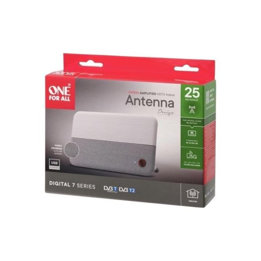 Antenne TV One For All SV9436 intérieure 360° 5G Filtre LTE 1,8 m Blanc