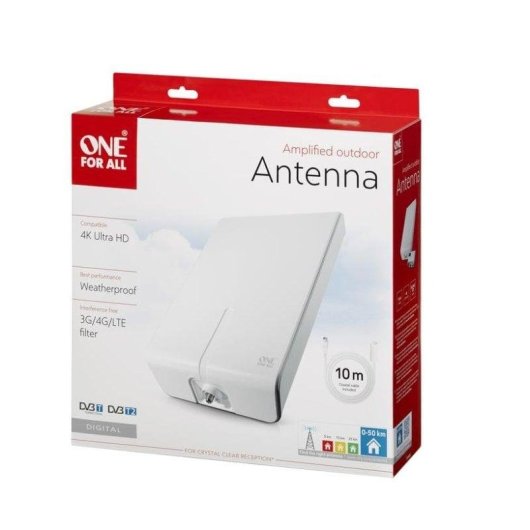 Außenantenne One For All SV 9455 Verstärkt 52 dB 10 m Weiß Wetterfest