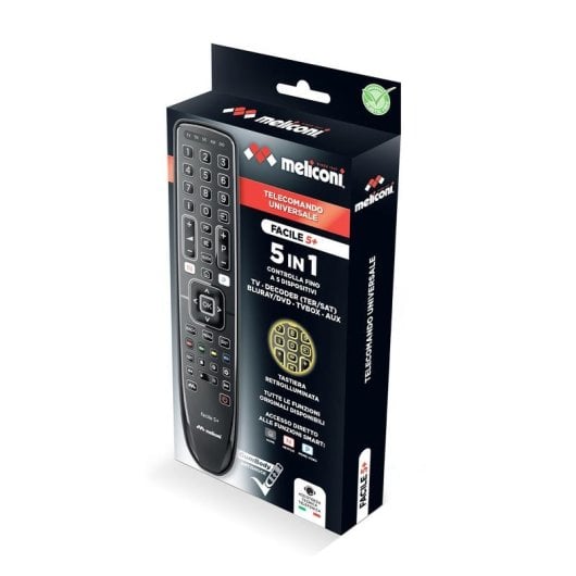 Fernbedienung Meliconi Gumbody Facile 5+ Universal Hintergrundbeleuchtete Tasten Schwarz