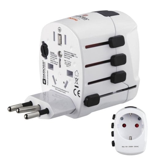 Adaptador de viaje Hama World Travel Pro universal 100-250 V compacto blanco