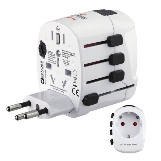 Adattatore di viaggio universale Hama World Travel Pro 100-250 V compatto bianco