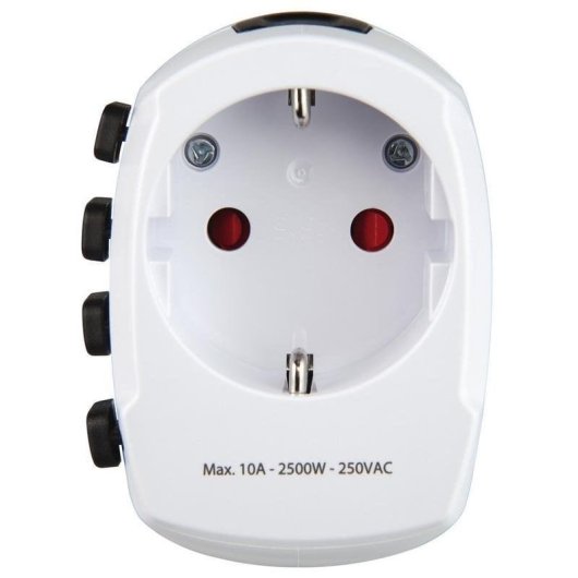 Adattatore di viaggio universale Hama World Travel Pro 100-250 V compatto bianco