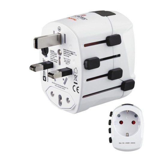 Adattatore di viaggio universale Hama World Travel Pro 100-250 V compatto bianco