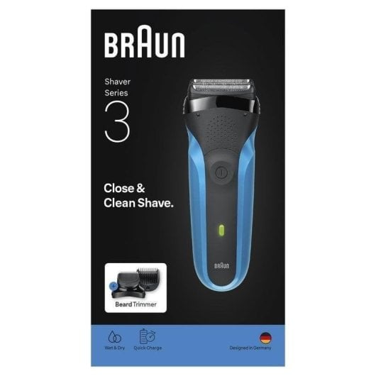 Rasoir Visage Braun Series 3 310BT Sans Fil 30min Sec et Mouillé 3 Lames Charge Rapide