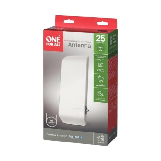 Antena TV Exterior ONE FOR ALL SV9450 Blanca 6 m Full HD IP55