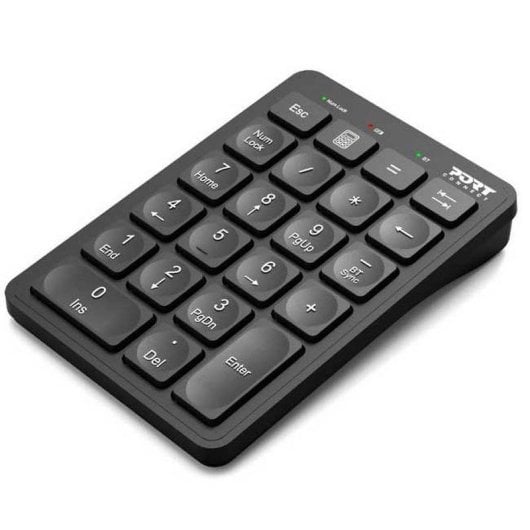 Teclado numérico Port Designs 900802 Bluetooth recarregável compatível Windows e Mac