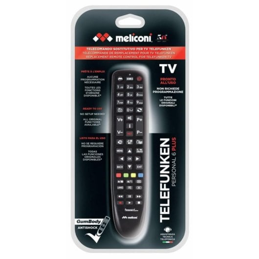 Mando a distancia Meliconi Gumbody Personal 6 plus IR TV Telefunken noir