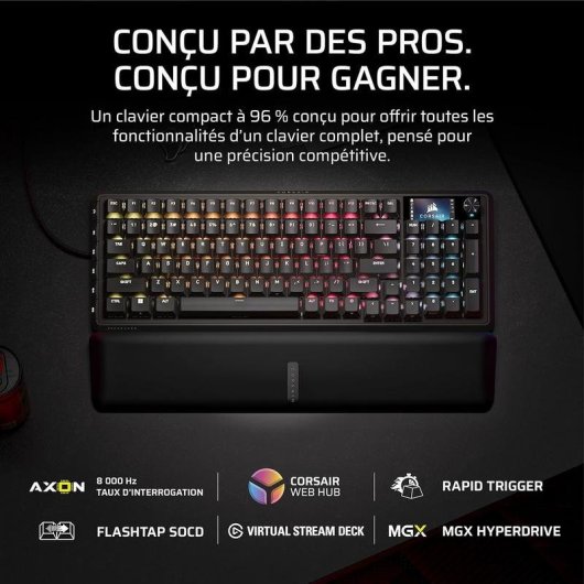 Clavier Corsair Gaming Vanguard Pro 96 Magnétique AZERTY FR rétroéclairé RGB LCD