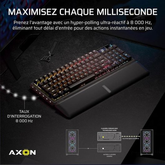 Clavier Corsair Gaming Vanguard Pro 96 Magnétique AZERTY FR rétroéclairé RGB LCD