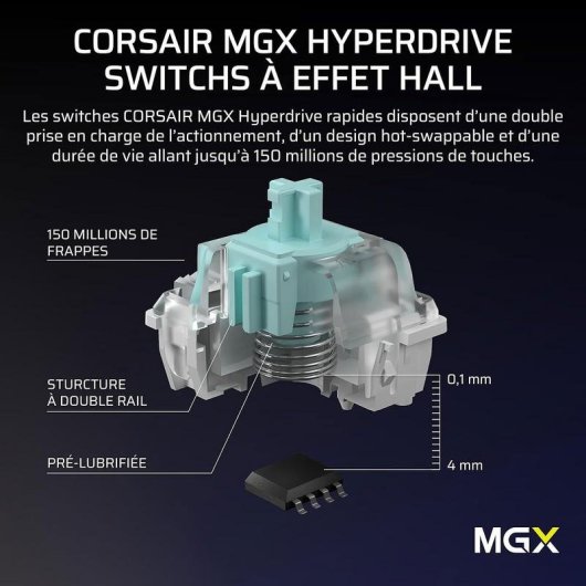 Clavier Corsair Gaming Vanguard Pro 96 Magnétique AZERTY FR rétroéclairé RGB LCD