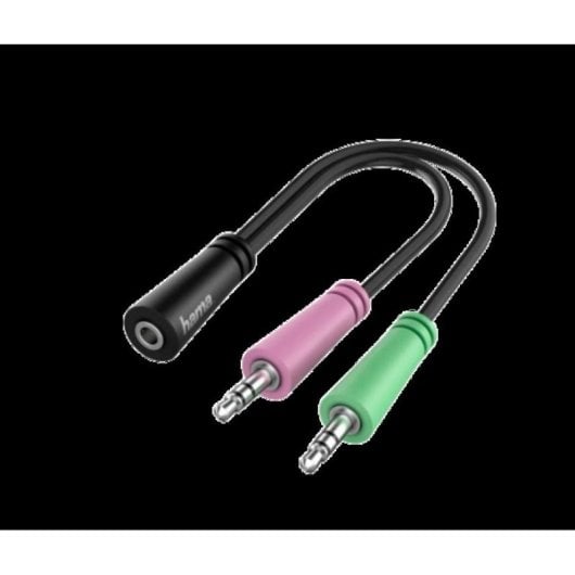 Câble audio Hama 00200351 Jack 3,5 mm 4 broches vers 2 x Jack 3,5 mm 3 broches 0,15 m Noir
