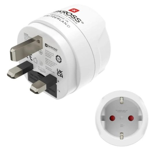 Régua de tomadas Hama 00223483 1 tomada adaptador viagem UK-EU proteção terra branco