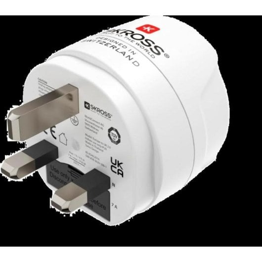 Régua de tomadas Hama 00223483 1 tomada adaptador viagem UK-EU proteção terra branco