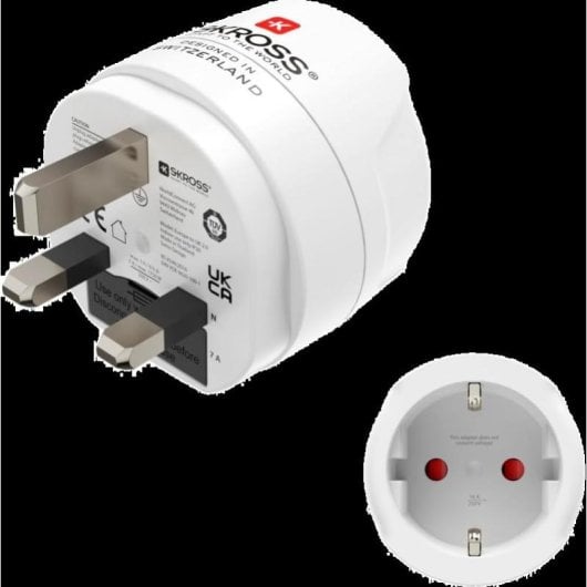 Régua de tomadas Hama 00223483 1 tomada adaptador viagem UK-EU proteção terra branco