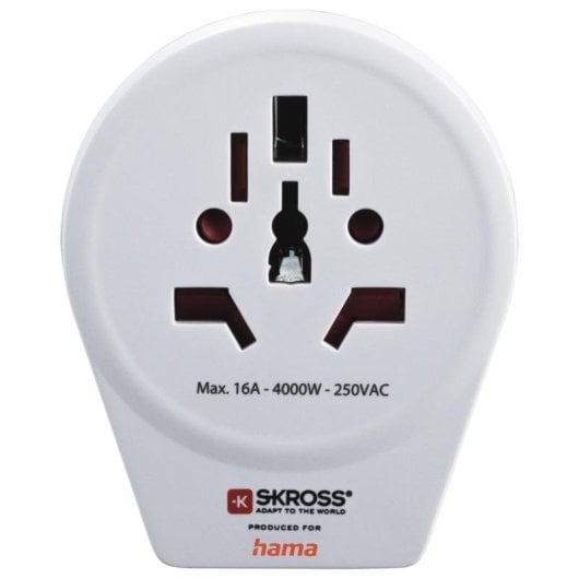 Steckdosenadapter Hama World to Europe USB 1 Steckplatz Universal mit USB-Ladeanschluss